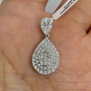 Pear Shape Diamond Necklace, Pear Diamond Necklace, Pear Diamond Pendant 18K White Gold