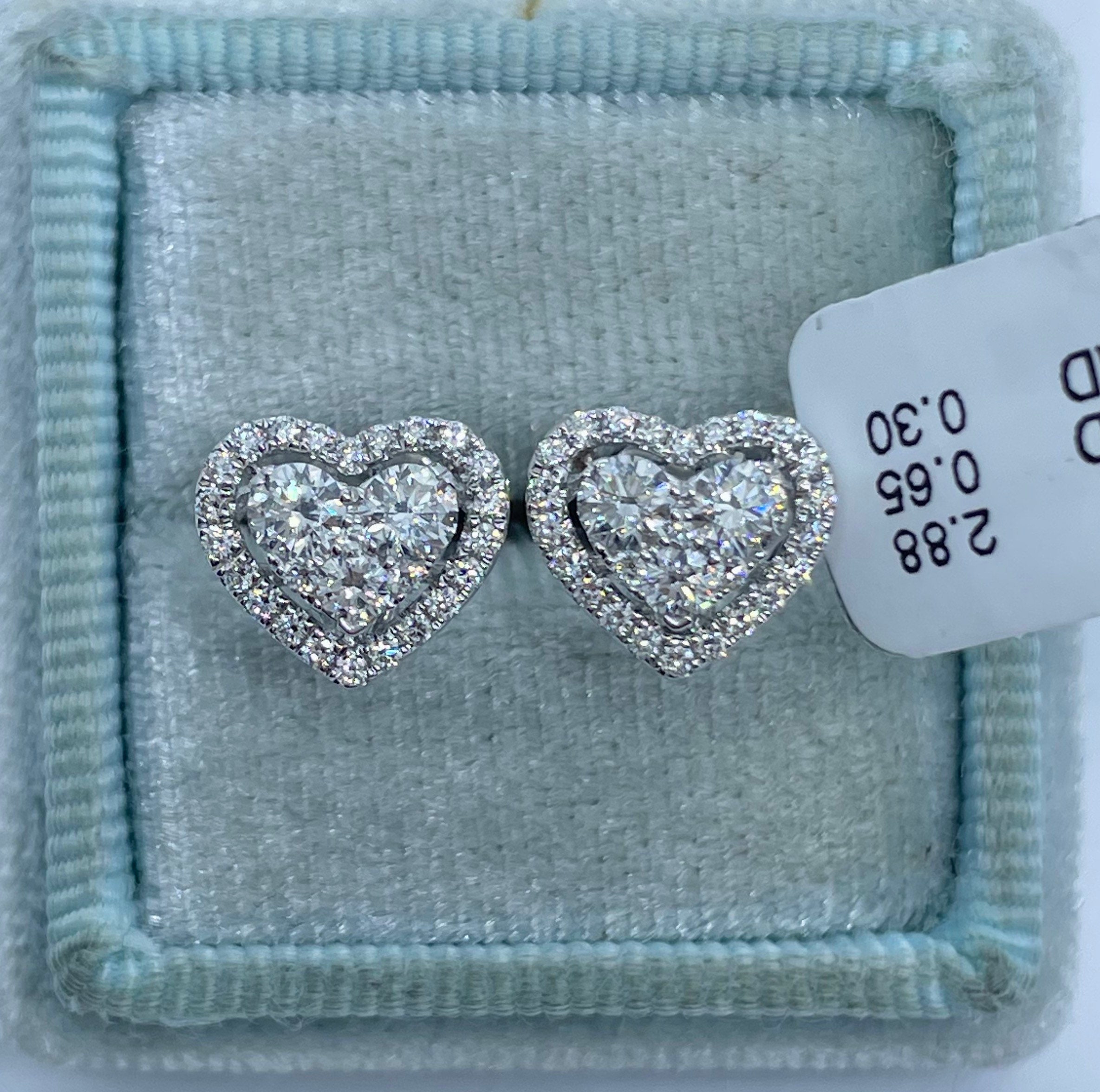 Heart stud diamond earrings deals
