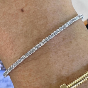 Diamond Bangle Bracelet, Minimalist Bracelet, 14K White Gold Diamond Bangle, Bangle Diamond Bracelet Women
