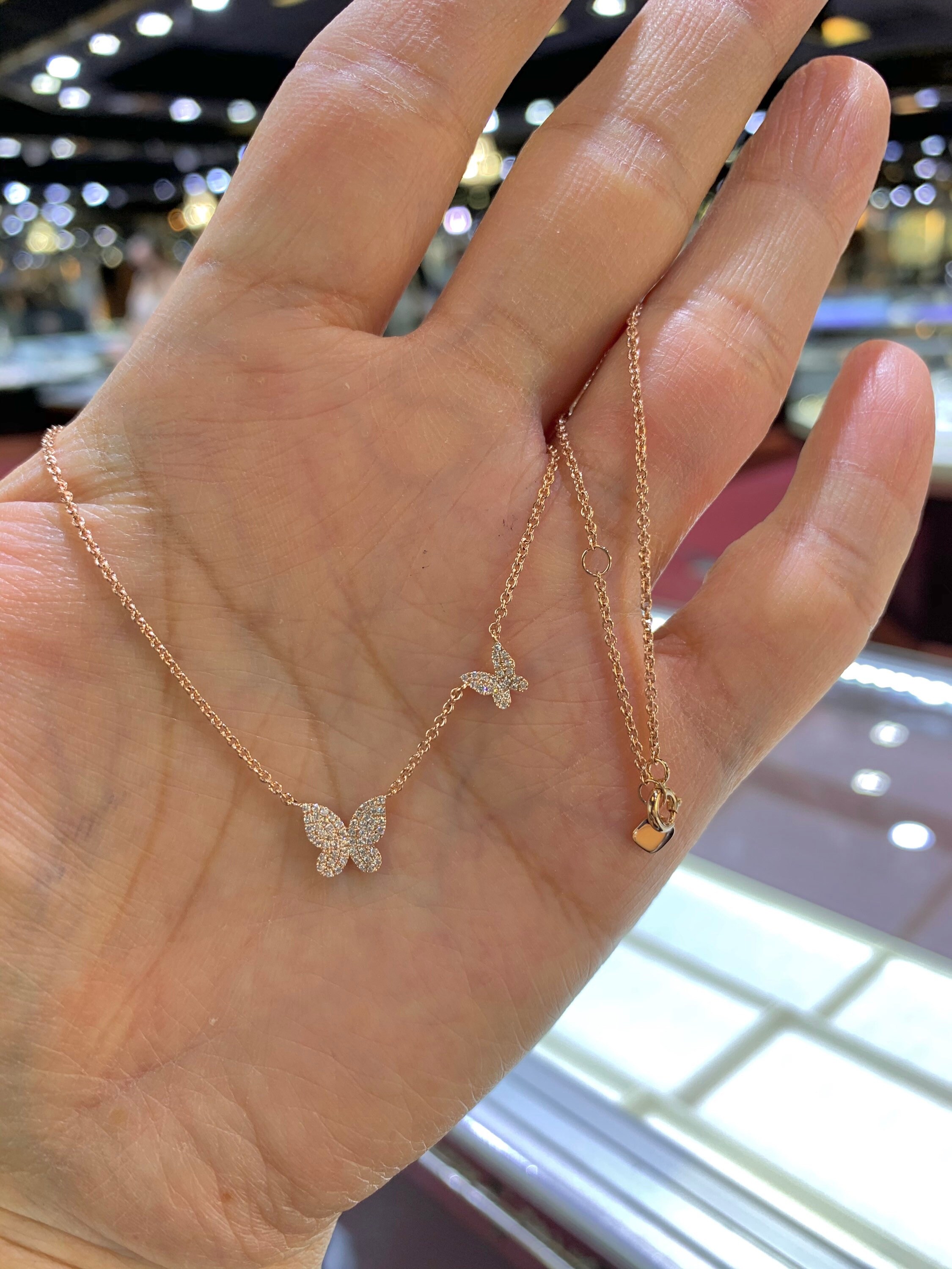 Small diamond shop butterfly necklace