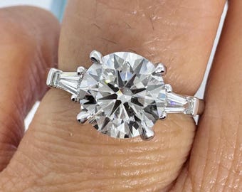 Anillo de compromiso con diamante cultivado en laboratorio de 2,39 quilates, certificado por IGI, en oro blanco de 18 quilates.