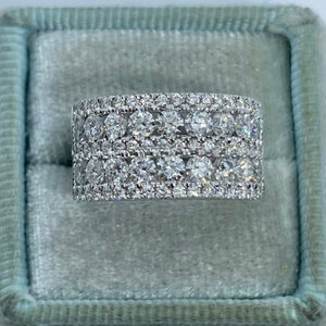 Diamond Anniversary Wedding Band, Round Diamond Band Ring, 18K White Gold Diamond Anniversary Band 10mm 1.98 Carats Natural Diamonds
