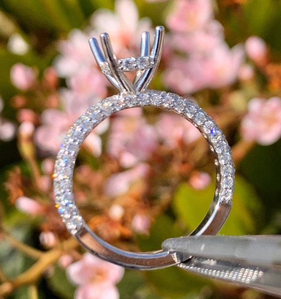 18 Karat White Gold Channel Diamond Engagement Ring Setting