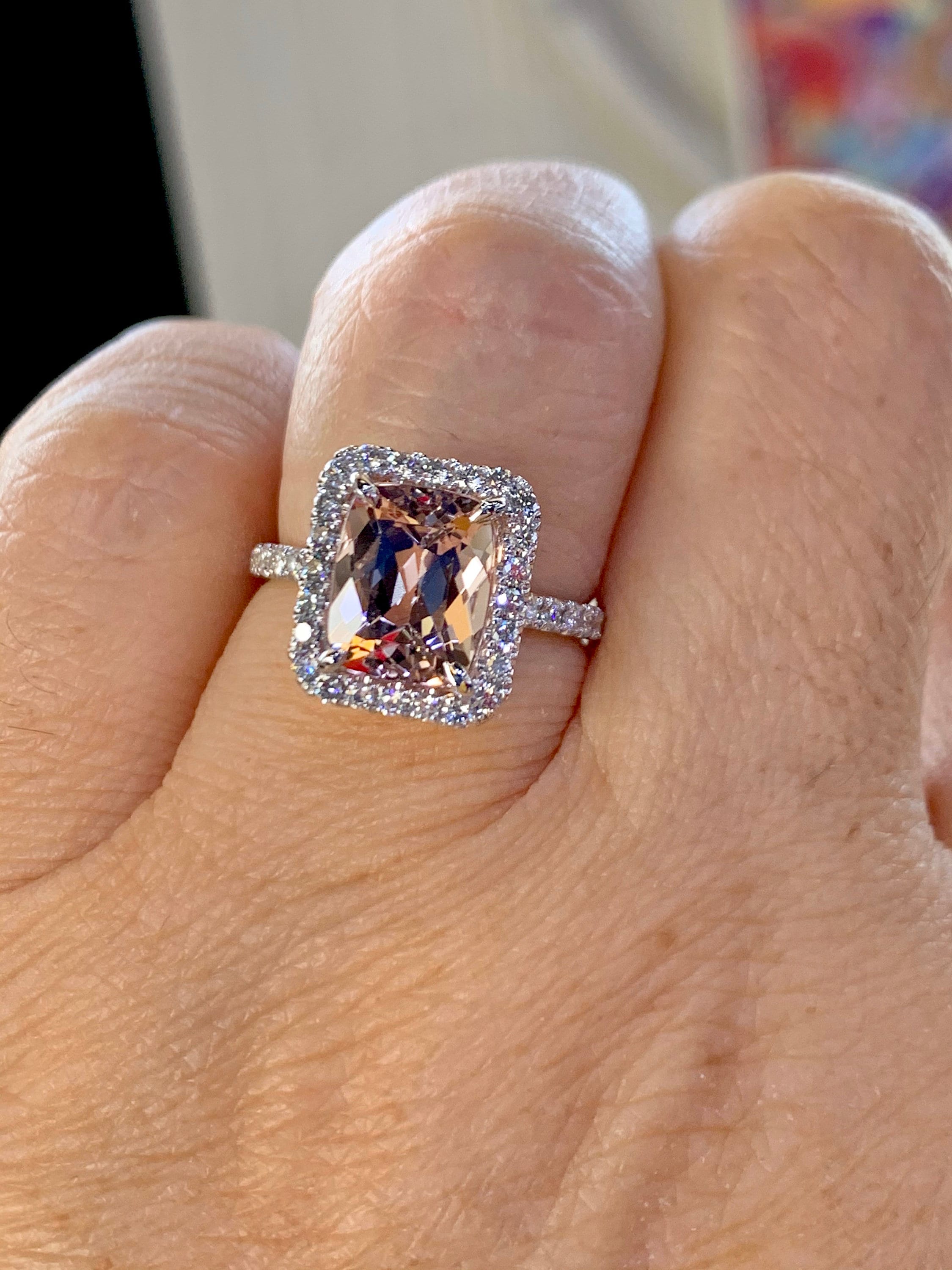 Morganite cushion cut engagement ring best sale