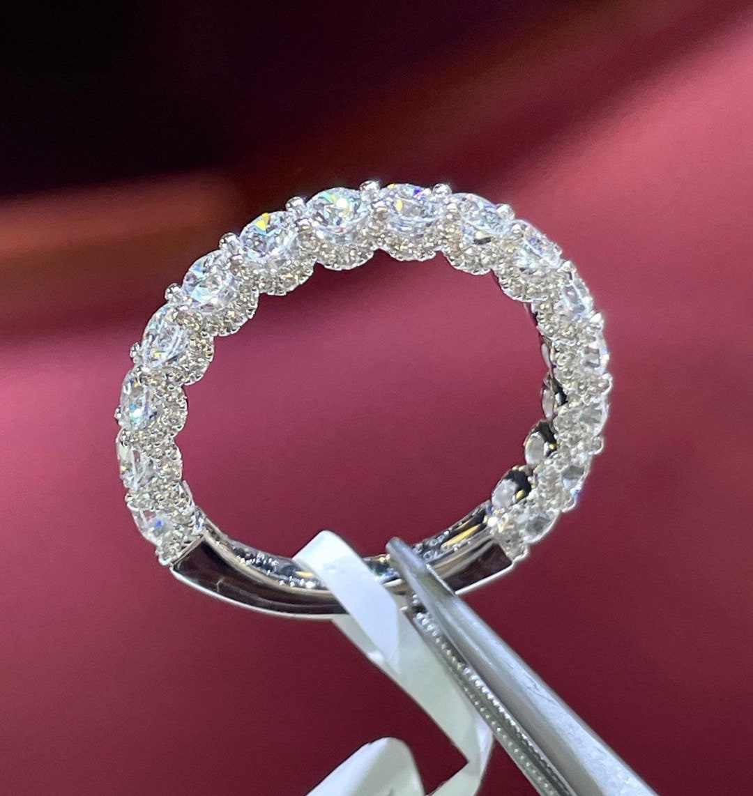 Round Diamond Band, Diamond Anniversary Band, 18K White Gold Diamond