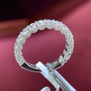 Round Diamond Band, Diamond Anniversary Band, 18K White Gold Diamond Wedding Band, 3D Diamond Band, 1.63 Carats Natural Diamond Band