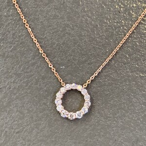 Circle Diamond Necklace, Circle Diamond Pendant 18K Rose Gold, Diamond ...