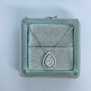 Pear Diamond Pendant, 18K White Gold Tear Drop Diamond Necklace, Diamond Solitaire Necklace Adjustable Chain image 2