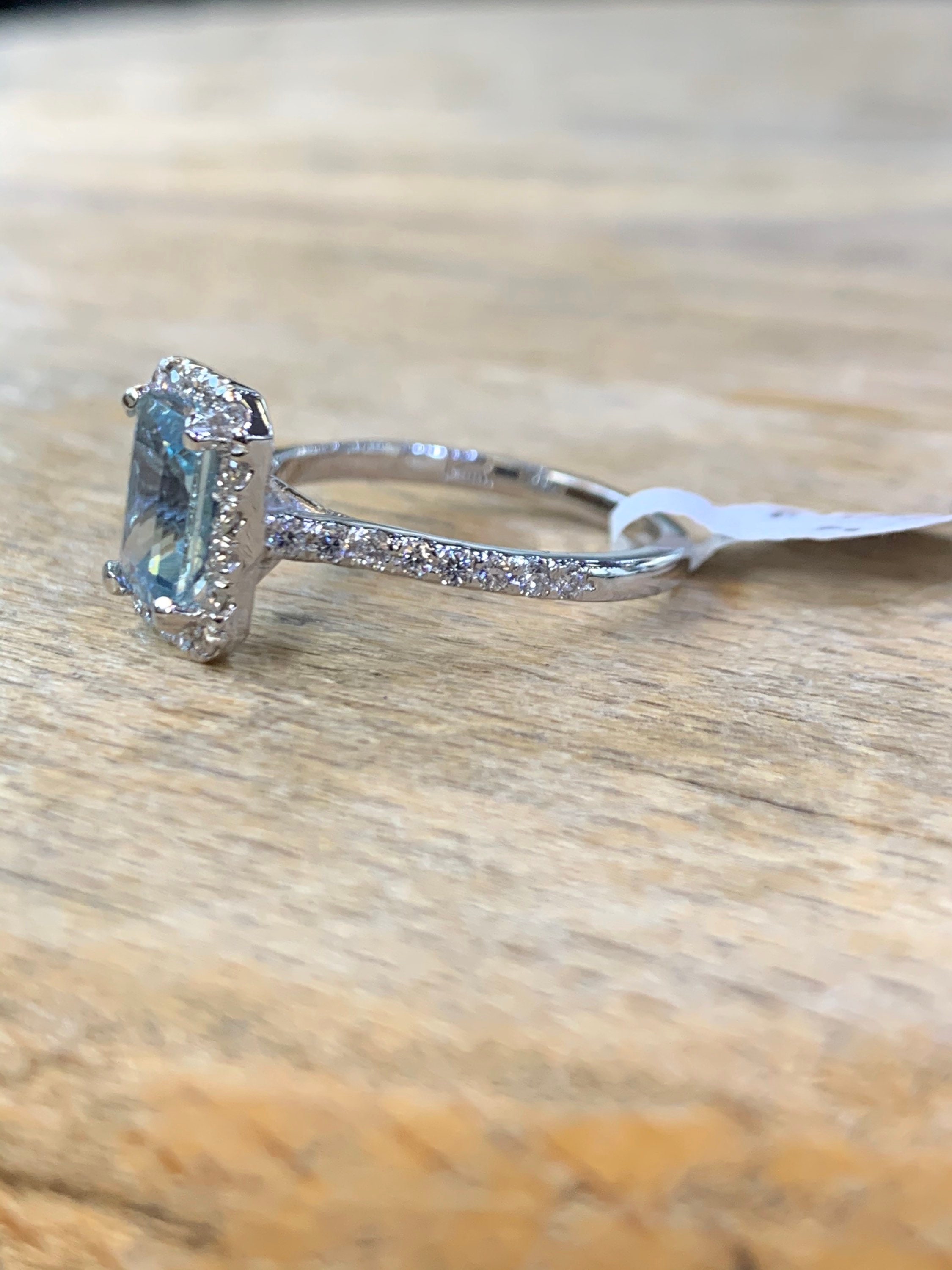 Genuine Aquamarine Ring Aquamarine Diamond Ring Aquamarine | Etsy