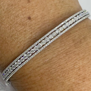 18K White Gold Diamond Bangle Bracelet 2.00 Carats Diamonds Genuine Diamond bracelet
