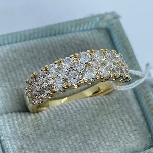 Diamond Anniversary Wedding Band, Round Diamond Band Ring, 18K Gold Diamond Anniversary Band