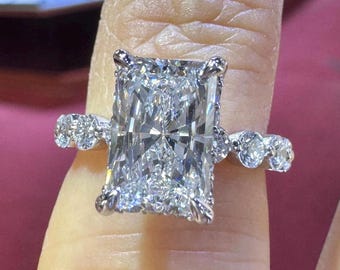 Radiant Diamond Engagement Ring, Radiant Cut Diamond Ring, IGI Certified 3.5 CT Radiant Cut Lab Grown Wedding Ring