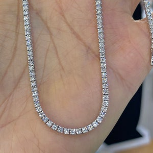 Diamond Tennis Necklace, Lab Grown Diamond Tennis Choker, Unisex Diamond Necklace, Diamond Eternity Necklace 14K White Gold