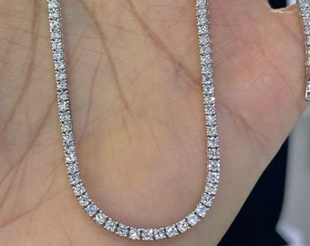 Lab Grown Diamond Tennis Choker, 14K White Gold Eternity Necklace