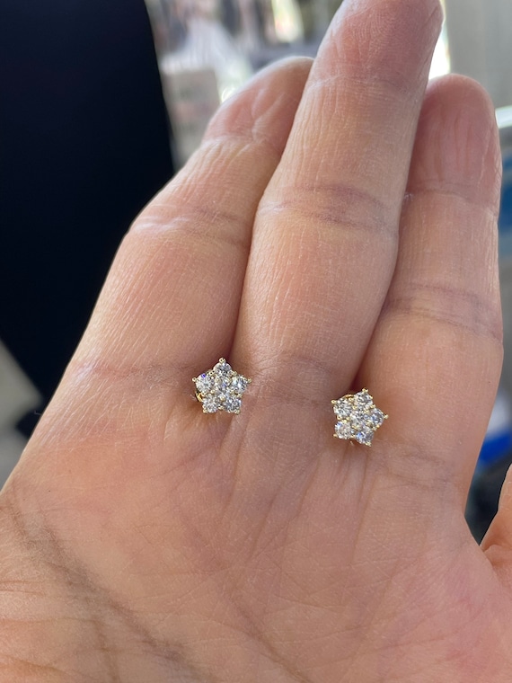 ダイヤモンドスターイヤリング、スターダイヤモンドイヤリング、18K