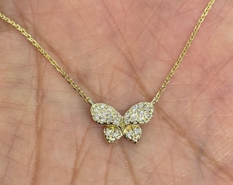 Dainty Butterfly Diamond Pendant 