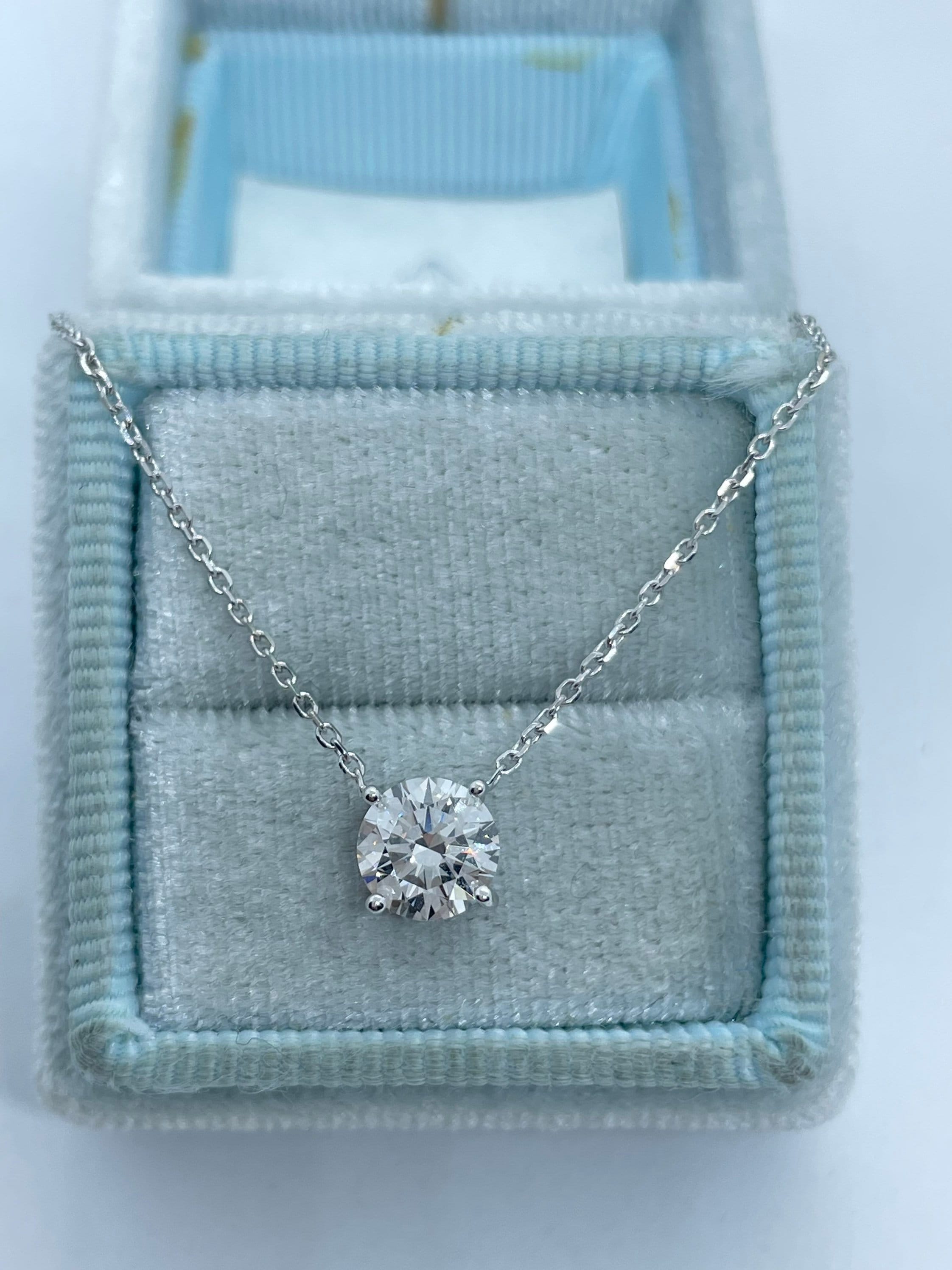 2 Carat Diamond Solitaire Necklace, Diamond Solitaire Pendant, 14K