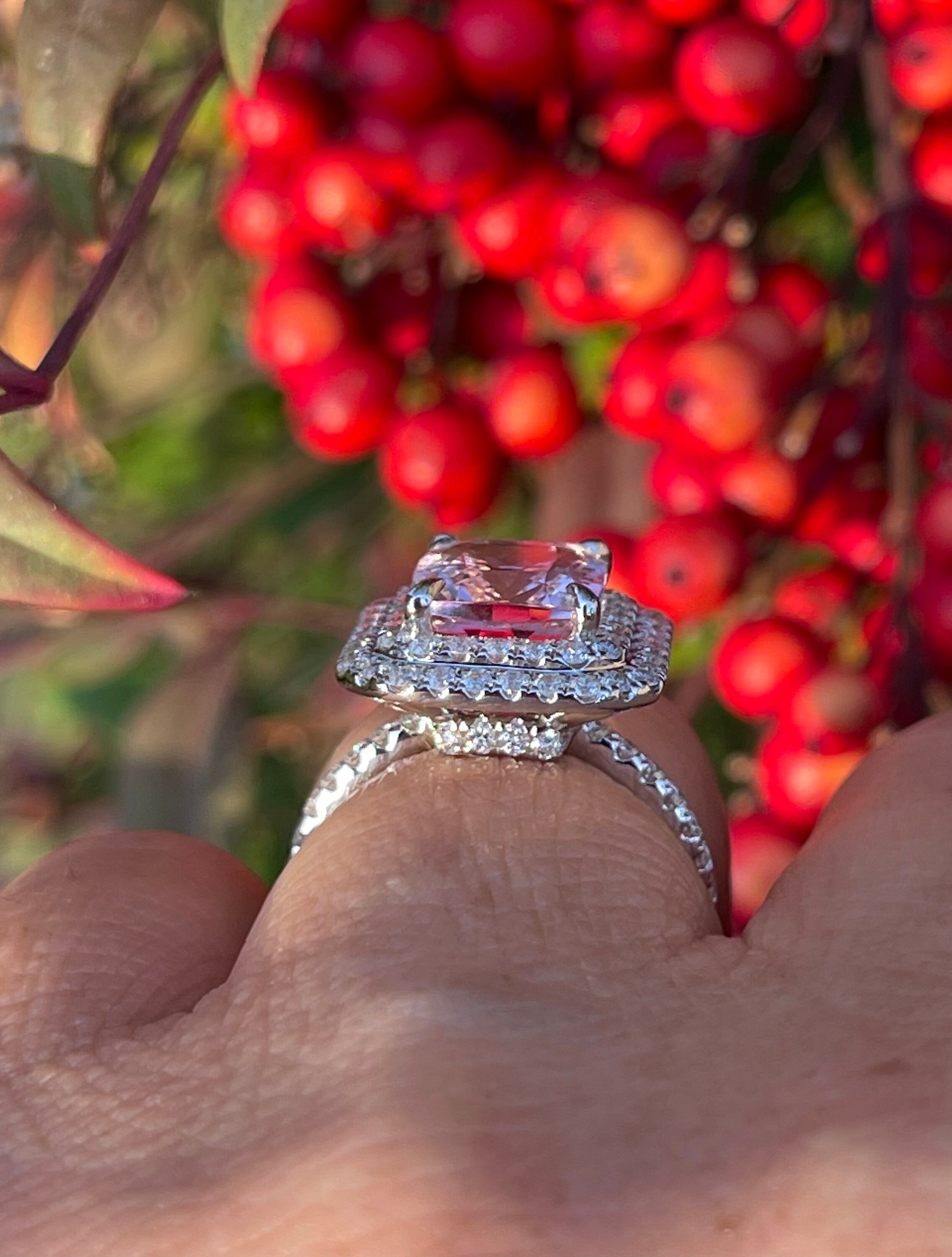 Pink Ring Cushion Cut Engagement Ring Etsy