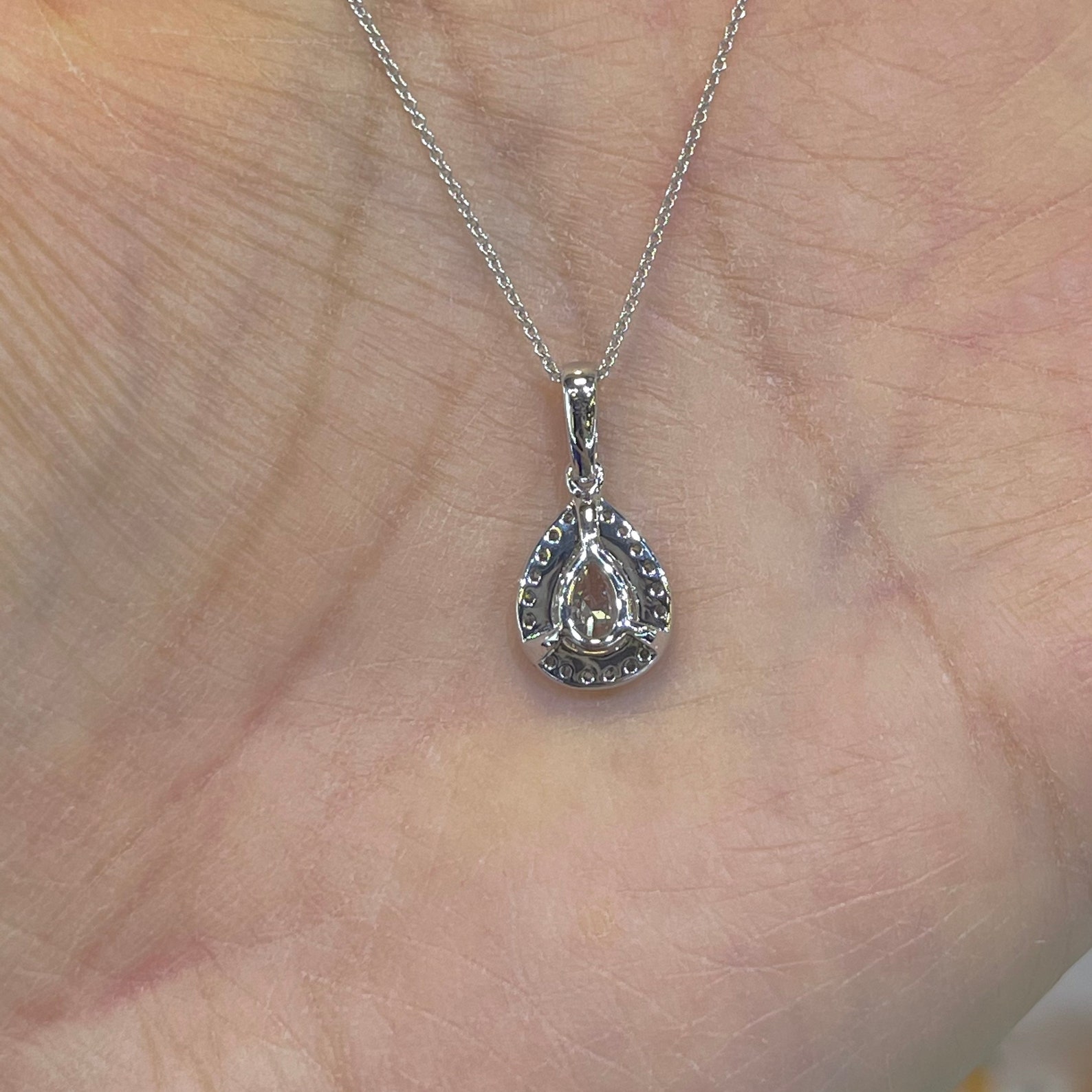 Pear Diamond Necklace Pear Diamond Pendant 18K White Gold Etsy