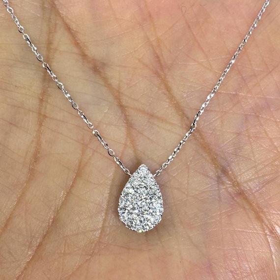 Pendentif diamant poire, collier diamant solitaire poire en or