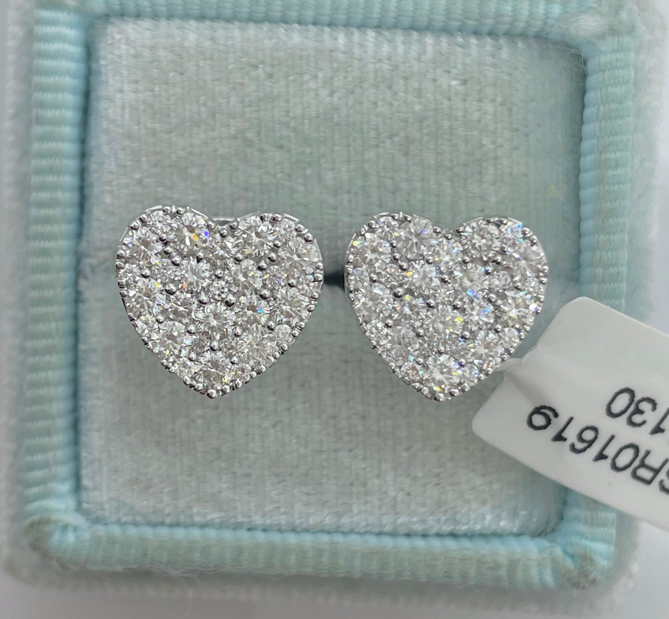 ◇Hei◇ special heart stone earring [正規品/関税込] Heart Diamond Solitaire Stud Earrings — EF Collection®