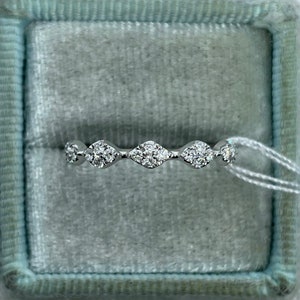 Dainty Diamond Band, Dainty Diamond Wedding Band, Small Diamond Band, Stackable Ring, 18K White Gold Diamond Band