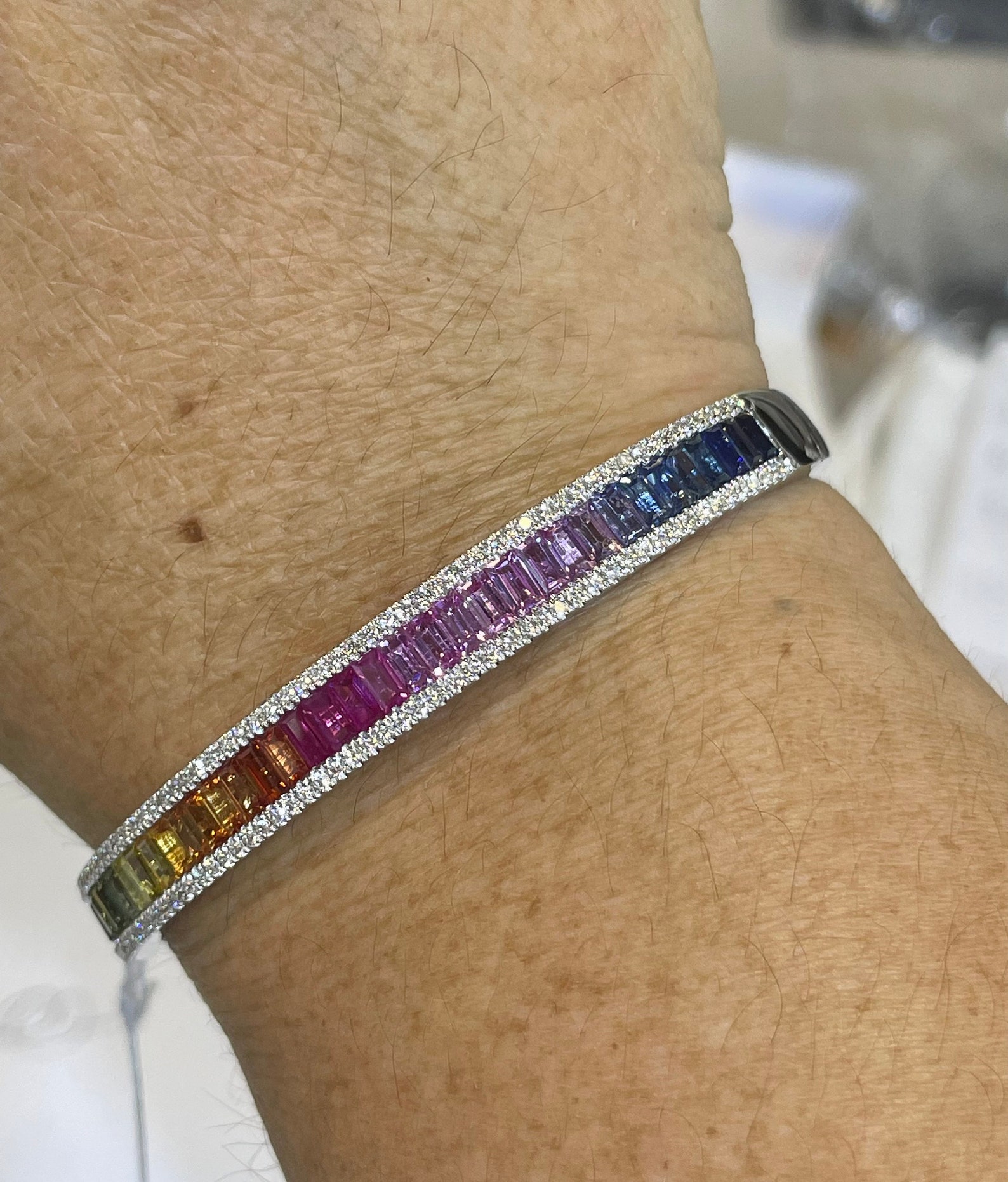 Rainbow Sapphire Bracelet 18K White Gold Rainbow Sapphire - Etsy