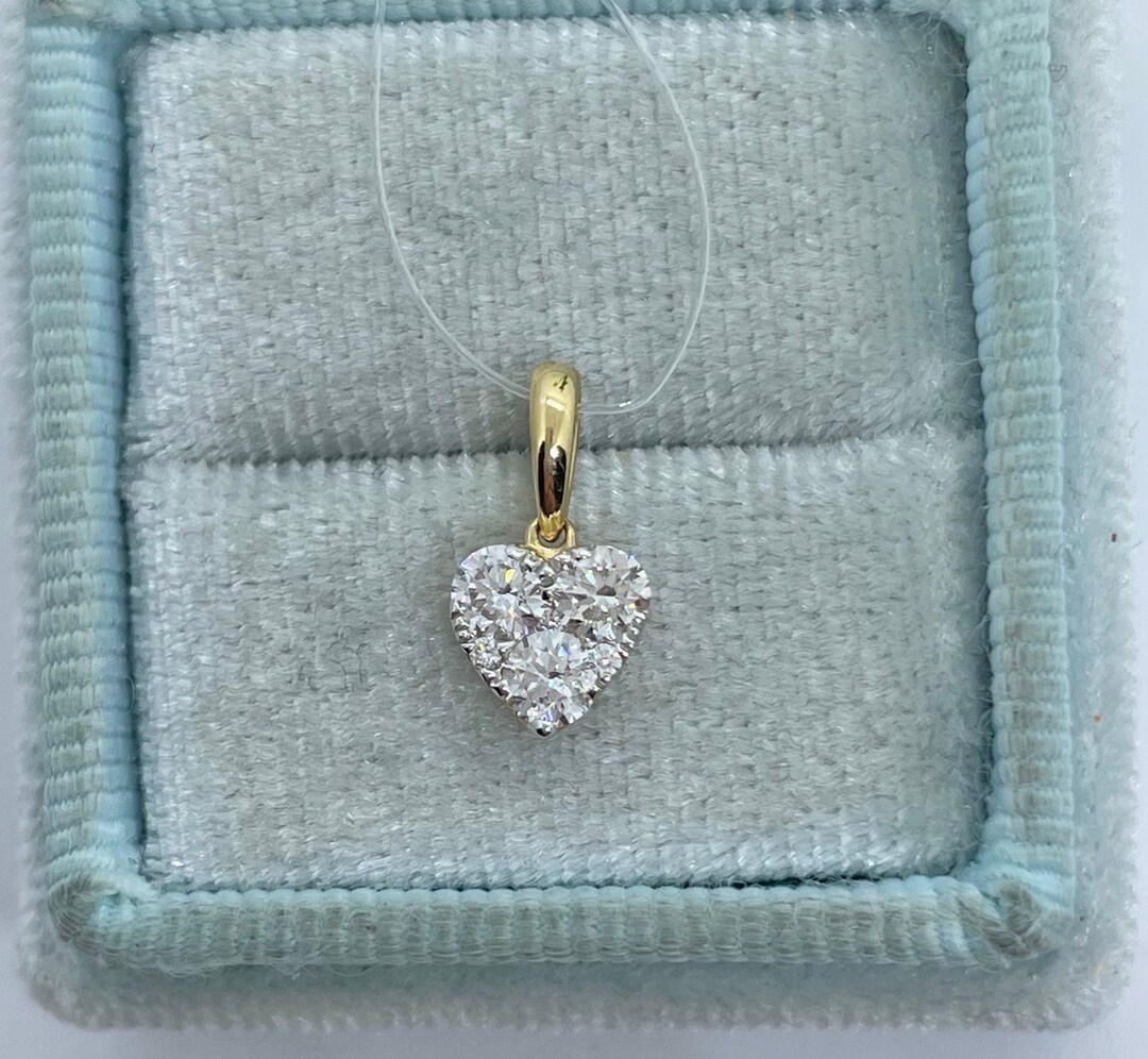 Diamond Heart Solitaire Necklace, Diamond Heart Necklace, Dainty Heart