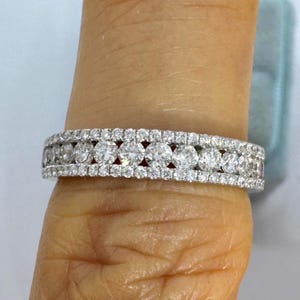 Diamond Anniversary Wedding Band, Round Diamond Band Ring, 18K White Gold Diamond Anniversary Band