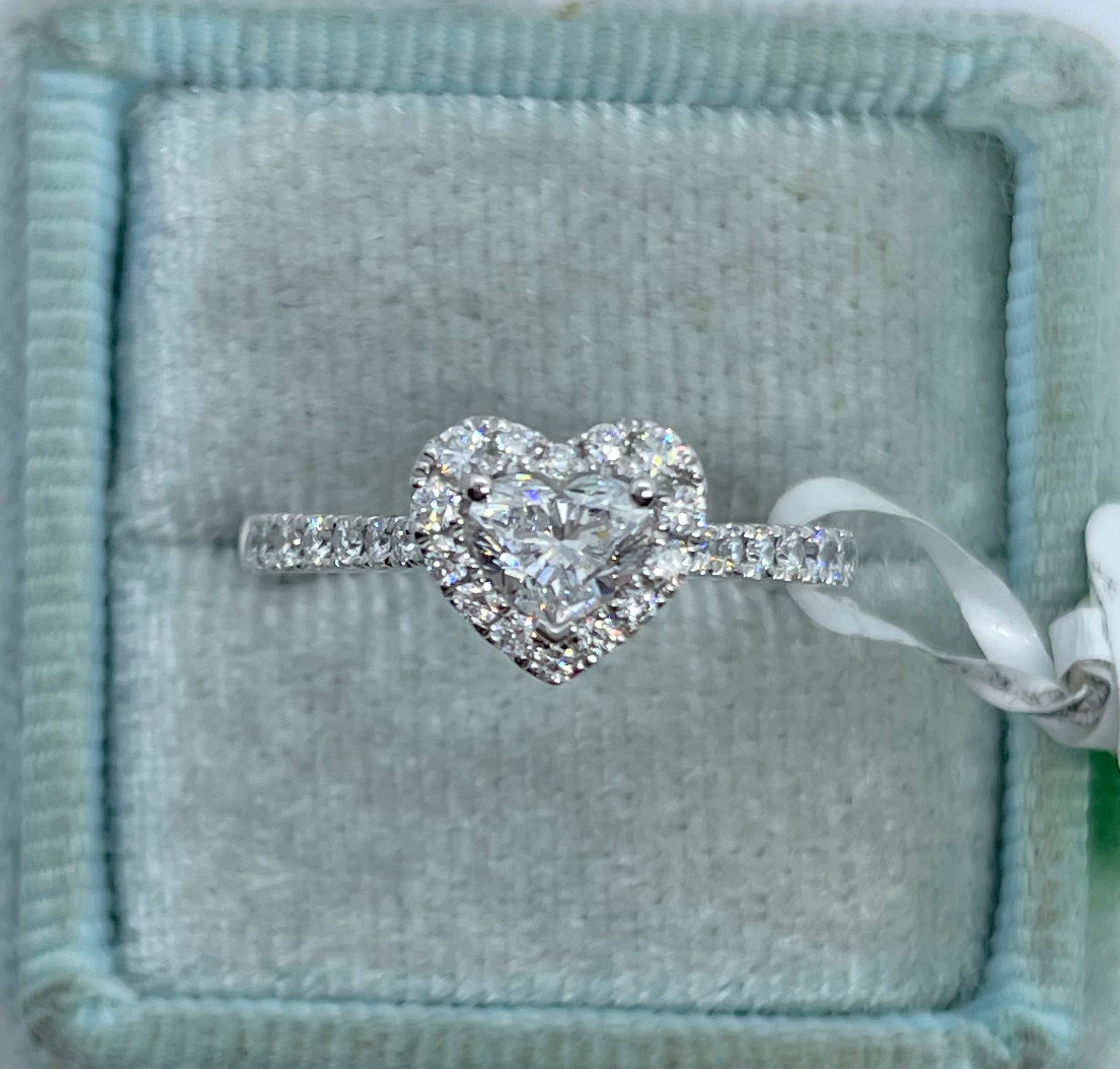 GIA Certified Platinum Heart Diamond Halo Engagement Ring - Etsy