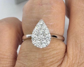 Pear Shape Diamond Ring, Pear Cut Promise Ring, Pear Diamond Ring, 14K Pear Solitaire Ring