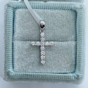 Genuine Diamond Cross, Dainty Diamond Cross Necklace, 18K Yellow Gold Diamond Cross Pendant