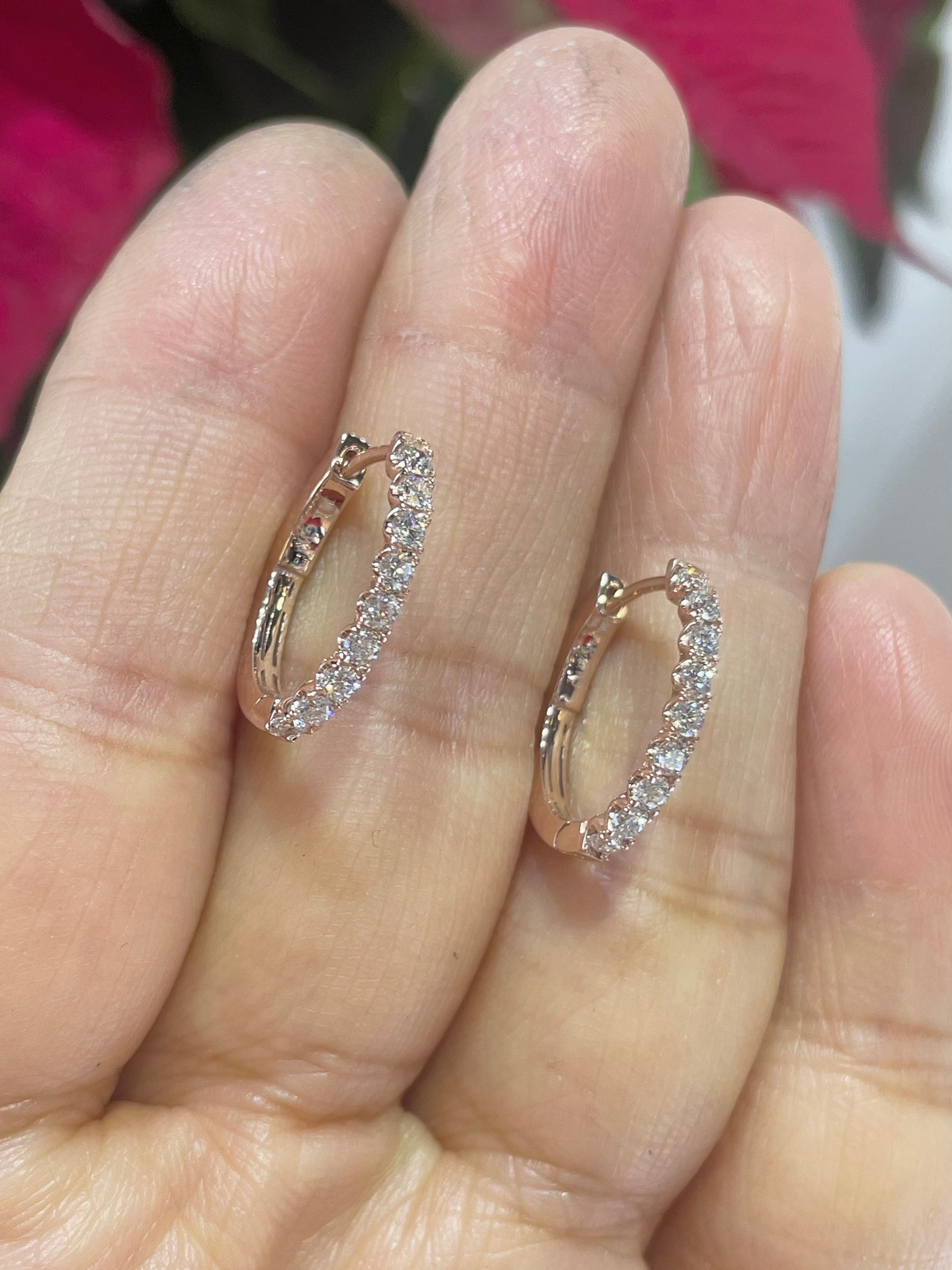 Rose gold 2024 diamond hoops