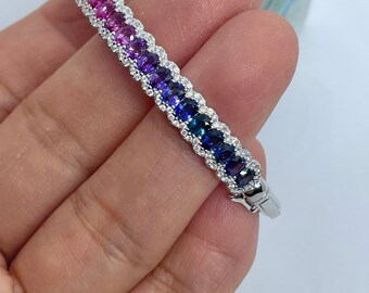 レインボーサファイアブレスレット、ファンシーカラーサファイア