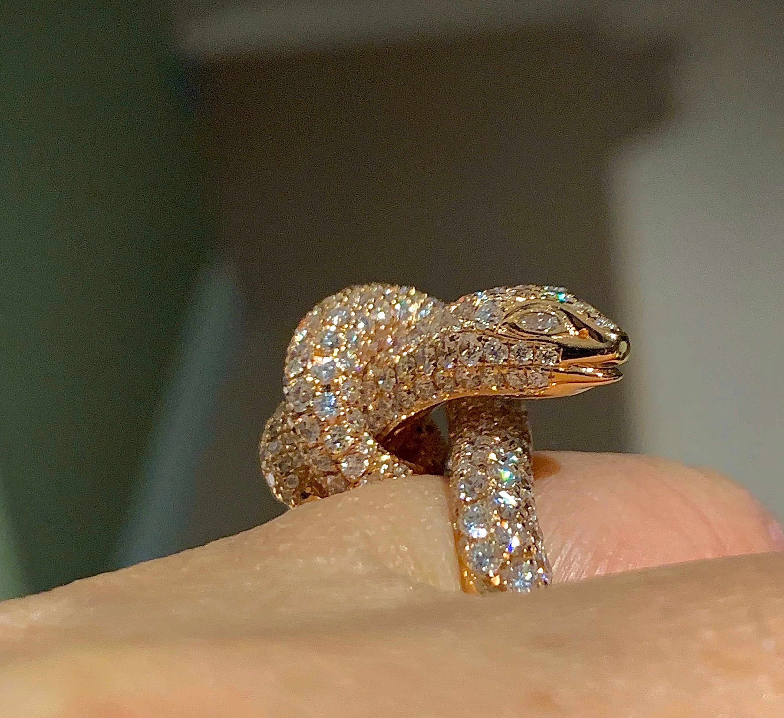 Diamond Snake Ring, Snake Ring Rose Gold, Genuine Diamond