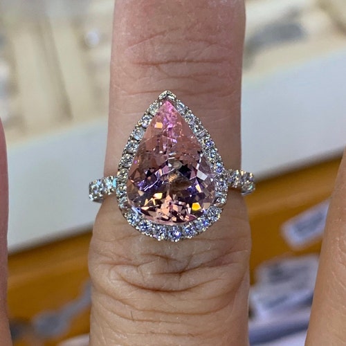 Morganite Wedding Ring Pear Shape Morganite Engagement Ring - Etsy