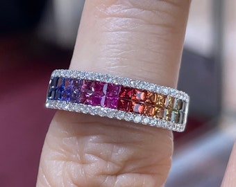 K18WG 天然サファイア ダイヤ natural sapp dai ring K18 Blue Sapphire Ring with diamonds | HANA JE