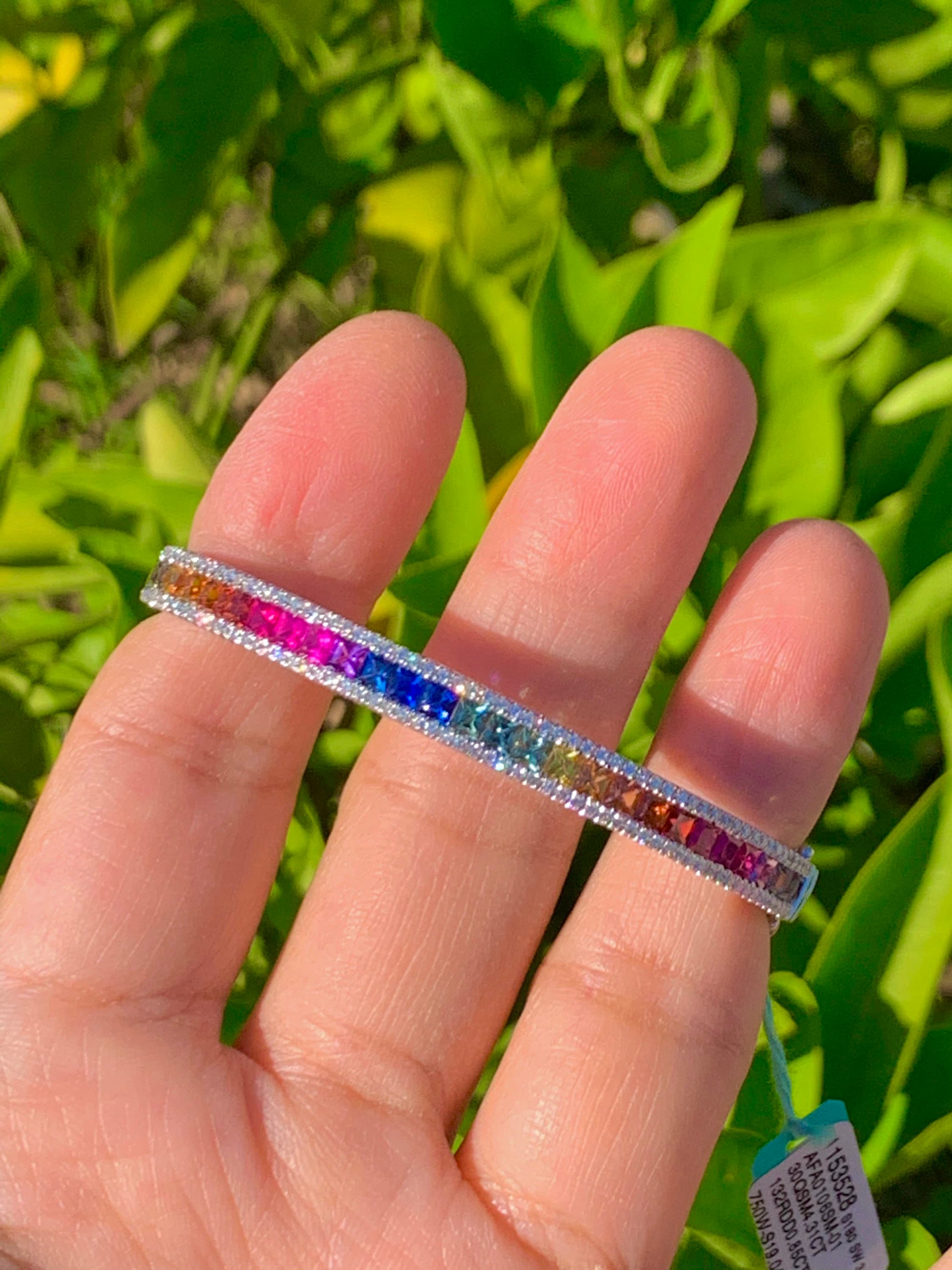 fine jewelry multi colored sapphire tennis bracelet