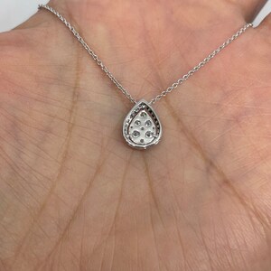 Pear Diamond Pendant, 18K White Gold Tear Drop Diamond Necklace, Diamond Solitaire Necklace Adjustable Chain image 5