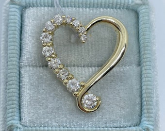 Heart Diamond Pendant, Diamond Heart Necklace, Diamond Heart Pendant 14K Yellow Gold 1.10 Carats Genuine Diamonds