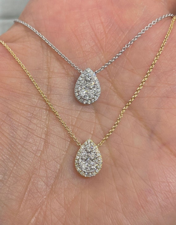 2.50 cttw Diamond Pendant, Black Diamond Pear Shape Pendant Necklace f -  Vir Jewels