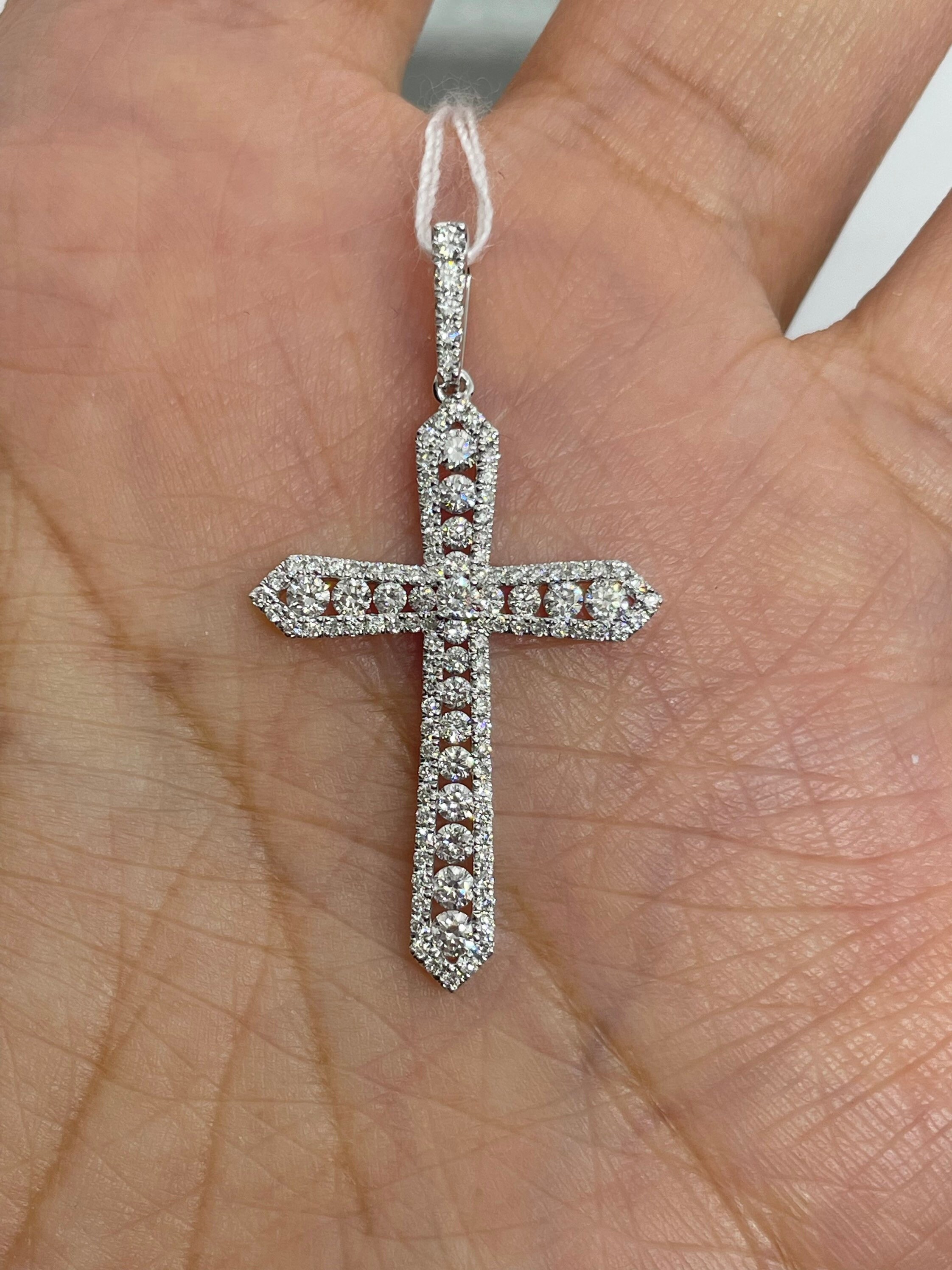 Diamond Cross Necklace, Diamond Cross Pendant 18K White Gold Diamond Cross Necklace, Diamond Cross Pendant 18K White Gold