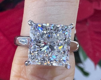 IGI Certified 4 CT Lab Grown Princess Cut Diamond Engagement Ring, 14K White Gold
