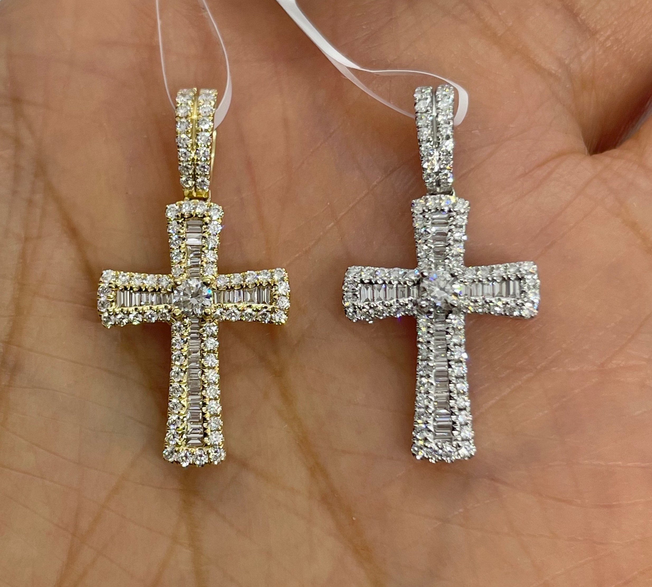 アクセサリー glitter Baguette Diamond Cross Necklace Glitter Baguette Diamond Cross Necklace
