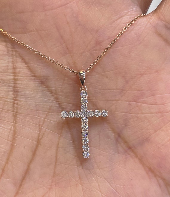 1 Carat diamond Simple Cross Pendant In 14K White Gold | Fascinating  Diamonds