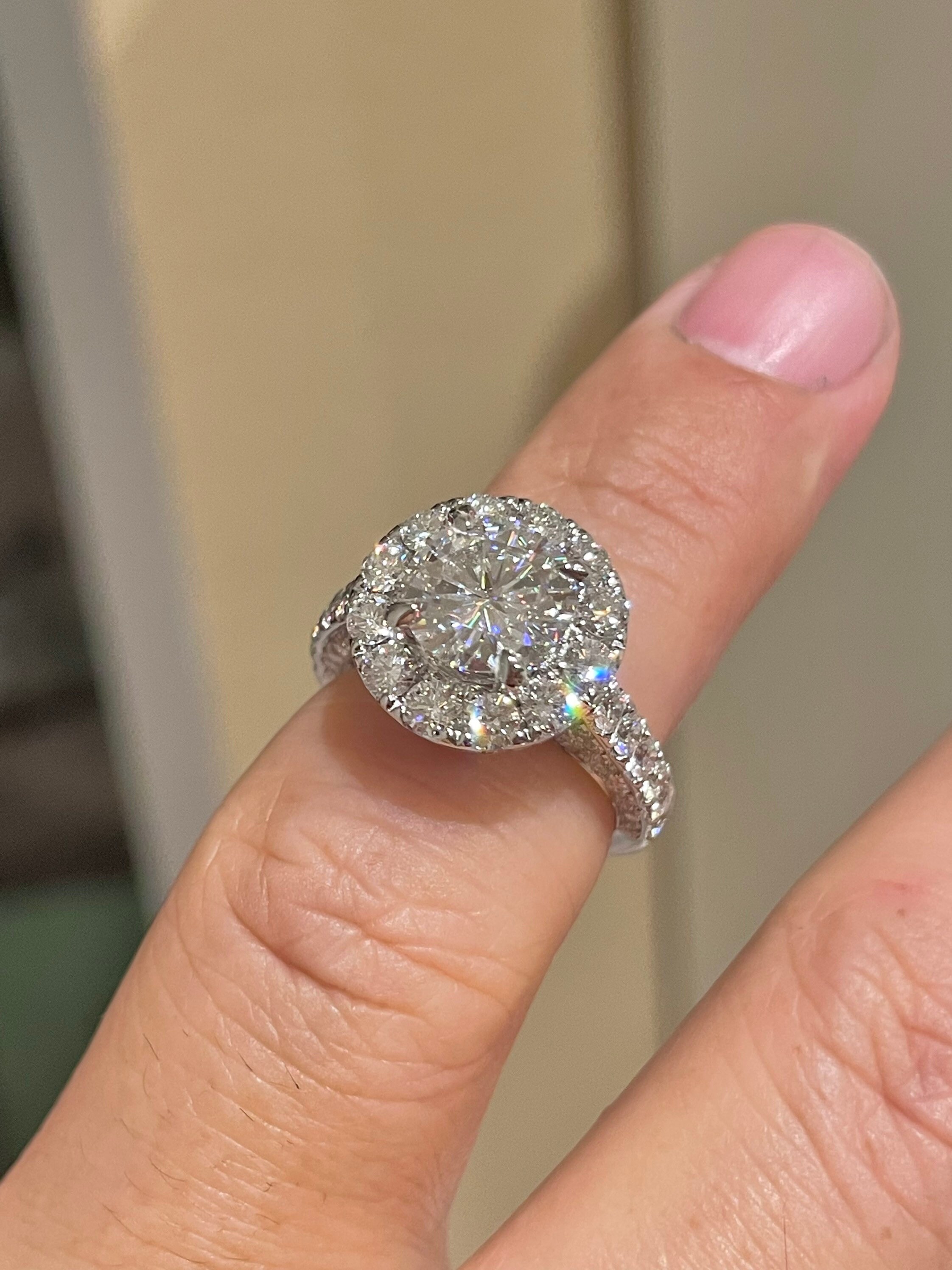 18 Karat White Gold Diamond Ring With Round Brilliant - Etsy Canada