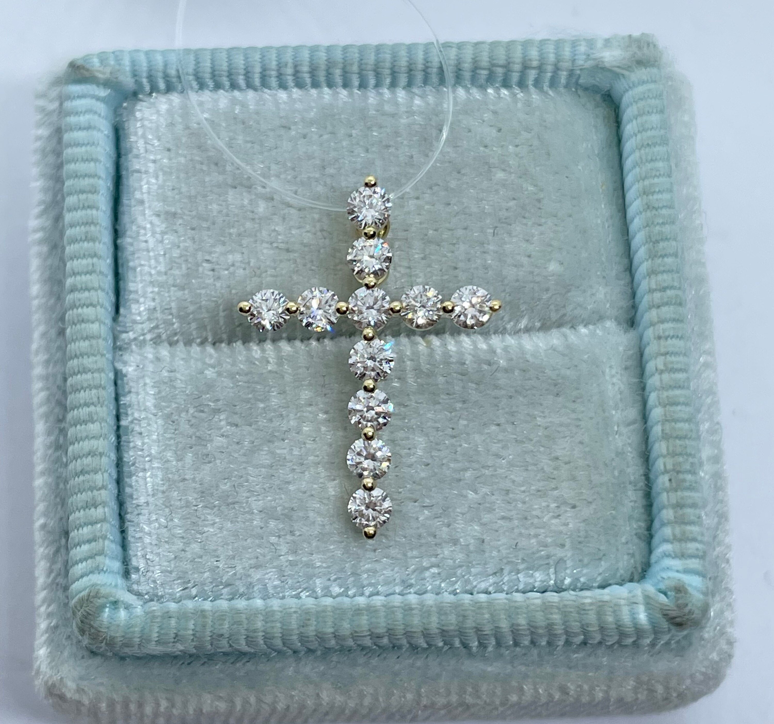 Diamond Cross Pendant 18K Yellow Gold 
