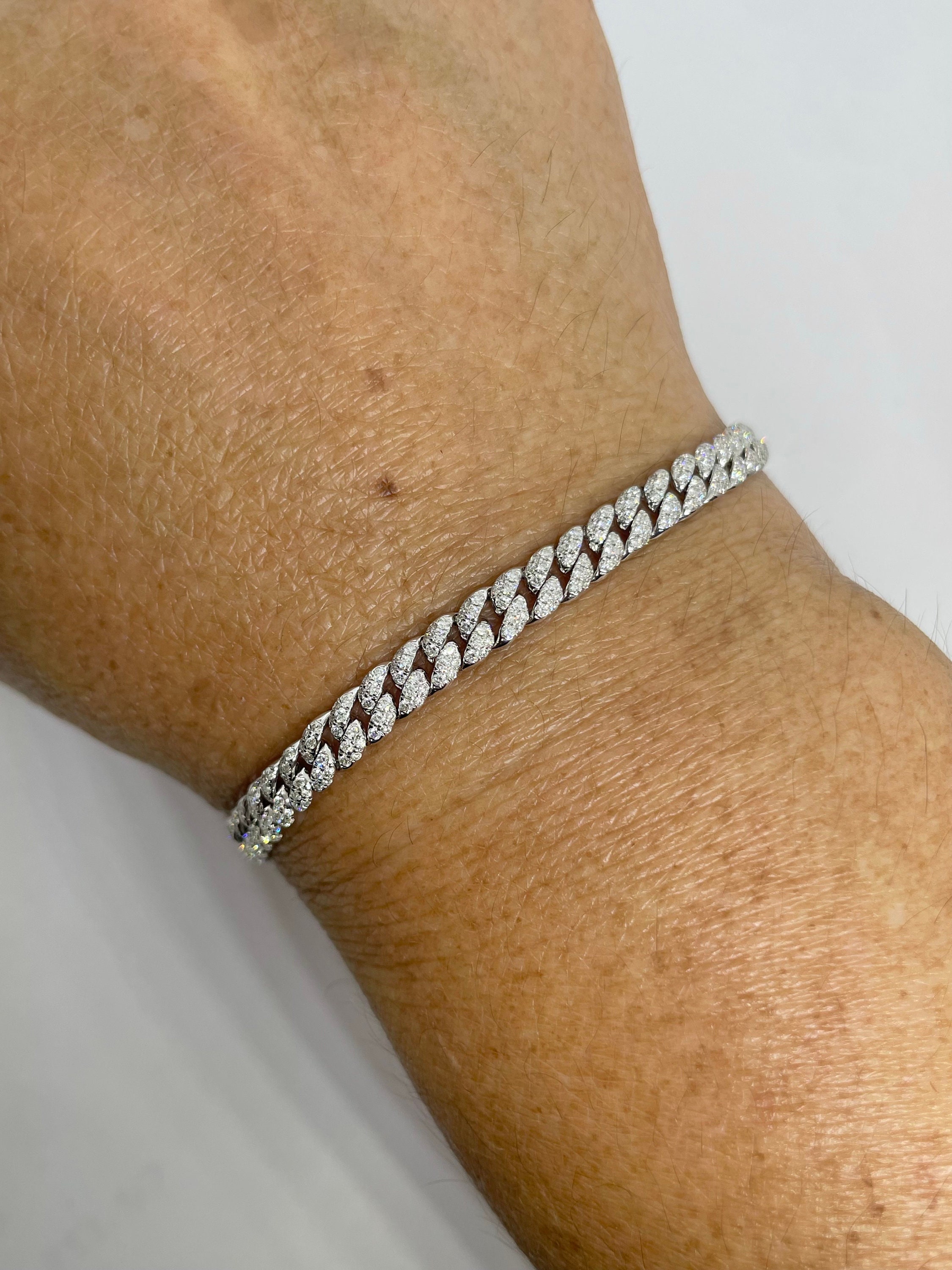 Diamond Link Bracelet, Diamond Tennis Bracelet, 18K White Gold