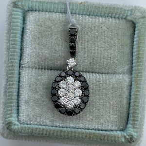 Black Diamond Pendant, Genuine Diamond Pendant, 18K White Gold Black Diamond Pendant Necklace