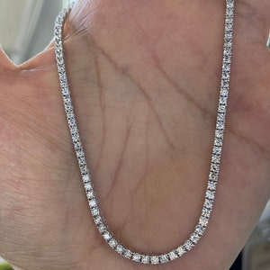 Diamond Tennis Necklace,  Diamond Choker, Diamond Choker Necklace 8.27 Carats 18K White Gold, Natural Diamond Necklace